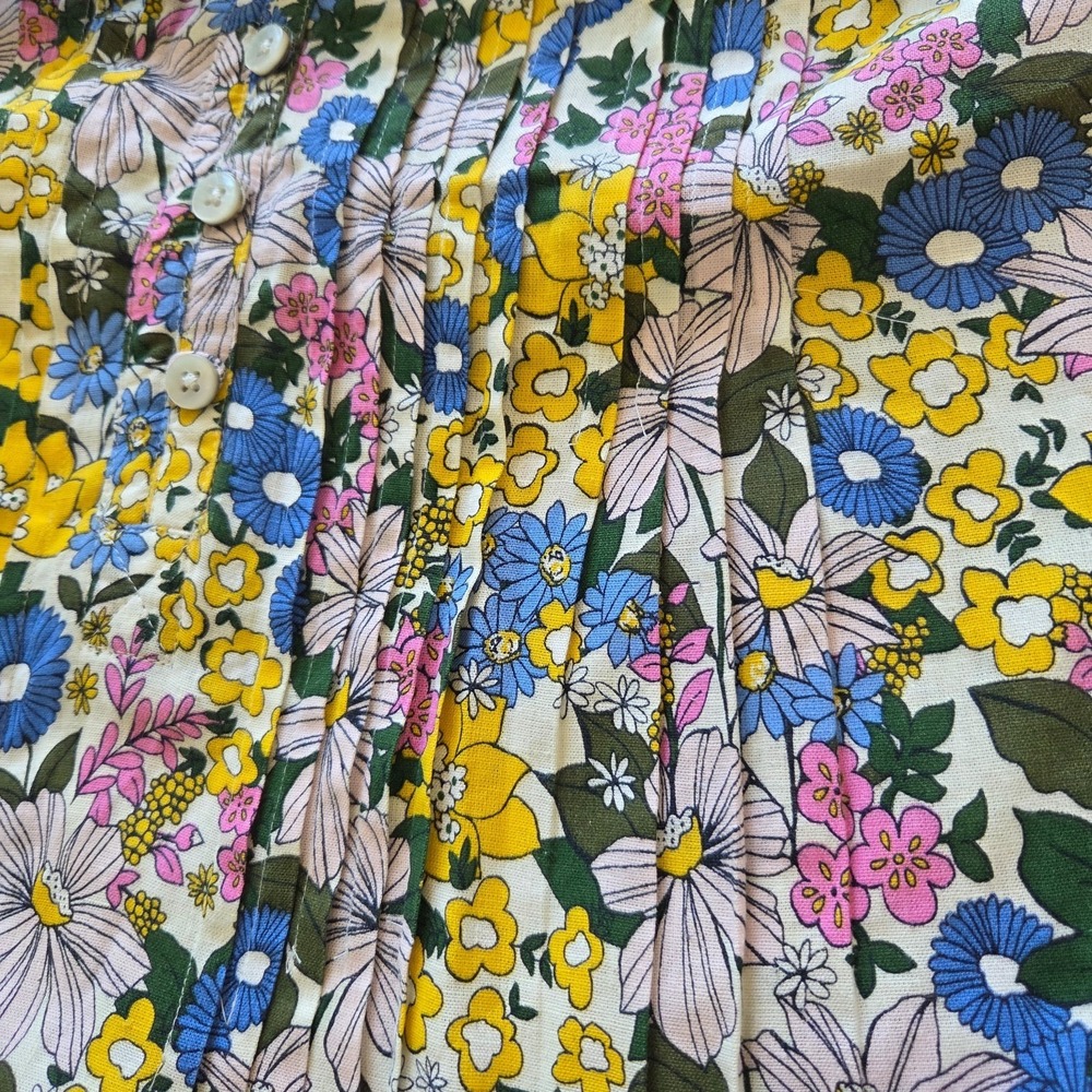 Sonoma Coastal Linen Shift Dress Floral Cottagecore Pintuck Pockets NEW PXL - Picture 14 of 16